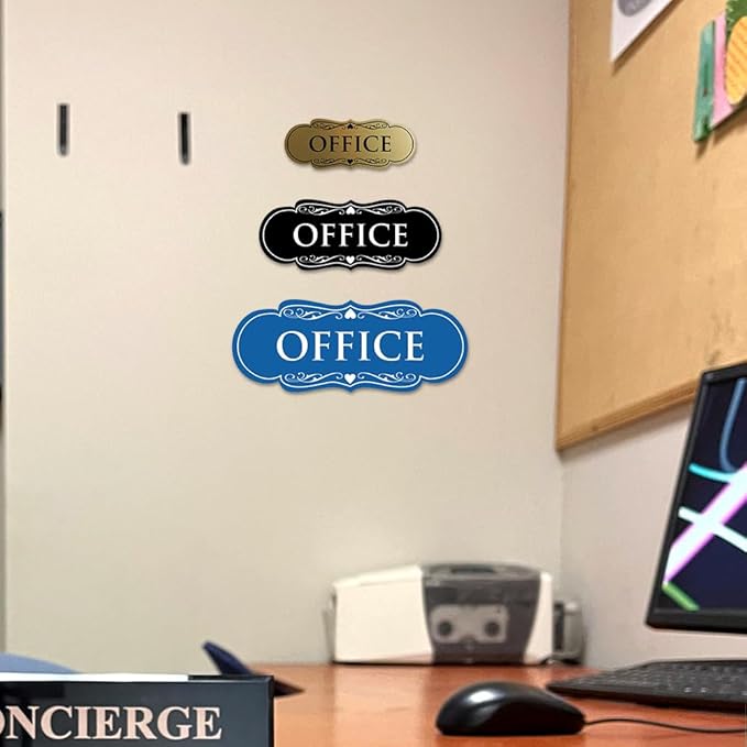 All Quality Designer Office Sign | Easy Installation - Blue - Small (1 Pack)