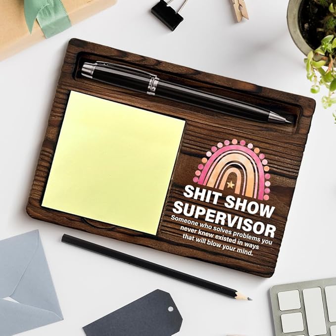 Boss Gifts Funny Sticky Note Holder, Humor Gift for Boss Supervisor Leader Manager Birthday Christmas, Funny Gifts for Bosses Lady Office Post it Note Dispenser for Office Desk Decor