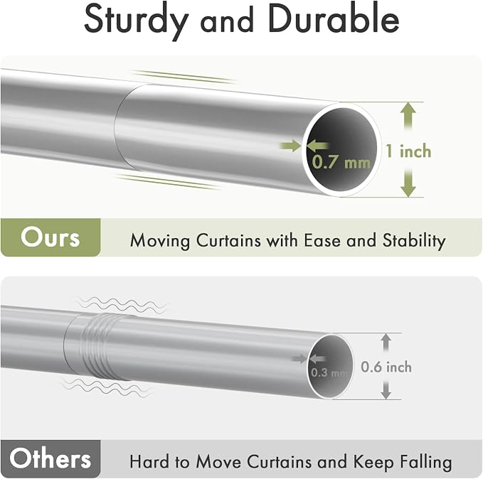 AmazerBath Spring Tension Shower Curtain Rod, 31-75 Inches Heavy Duty Tension Rod Rust Proof Bathroom Curtain Rod, Adjustable No Drill Easy Segmented Installation, Silver