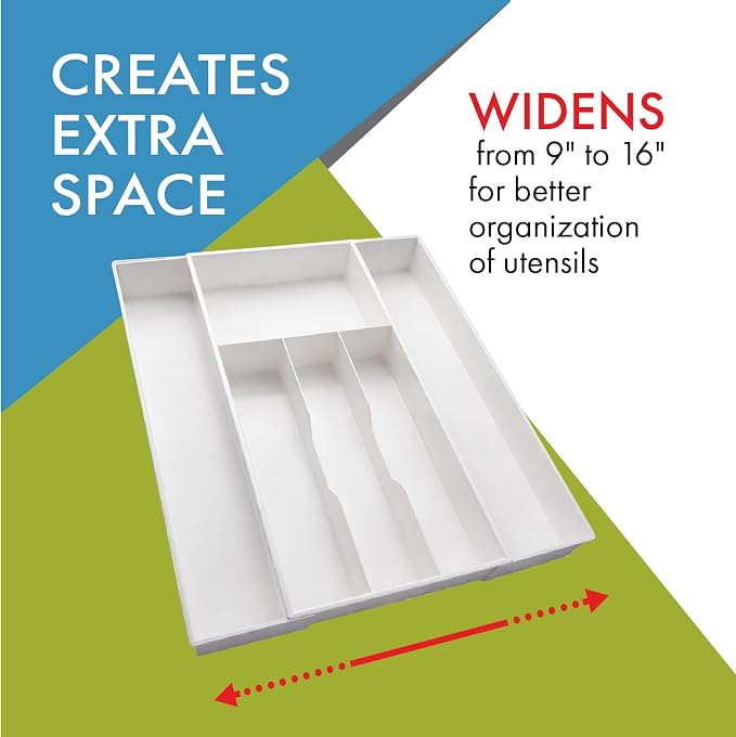 Dial Industries Expandable Silverware, Utensil and Cutlery Kitchen Drawer Organizer Tray
