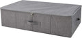 Under Bed Clothing Storage Organizer Boxes with Lid, Dark Gray | Underbed Storage Basket Container, 27.5*15.7*7", Folding, Rigid Sturdy Fabric Bins, 3-Size Zipper, Washable,space saving