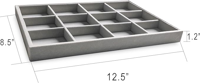 Frebeauty Jewelry Trays for Drawer,Set of 2 Jewelry Organizer and Storage | Velvet Material,Stackable,Adjustable Dividers,Drawer Inserts for Rings Studs Bracelet,Earring Organizer for Women Girls