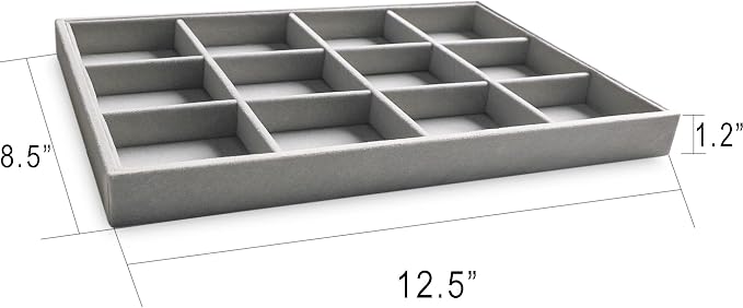 Frebeauty Jewelry Trays for Drawer,Set of 4 Jewelry Organizer and Storage | Velvet Material,Stackable,Adjustable Dividers,Drawer Inserts for Rings Studs Bracelet,Earring Organizer for Women Girls