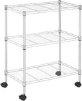 3-Tier Metal Wire Shelving Unit with Wheels, Heavy Duty Adjustable Storage Rack (450 lbs Capacity), Small Utility Organizer for Kitchen Pantry, Garage, Laundry Room, 23"W x 13"D x 31.3"H
