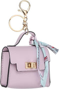 PATIKIL Mini Backpack Keychain, Cute Coin Purse Keychain PU Leather Backpack Purse Key Chain Little Earbud Bag Keychains for Women Mini Card Data Cable Organizer, Purple