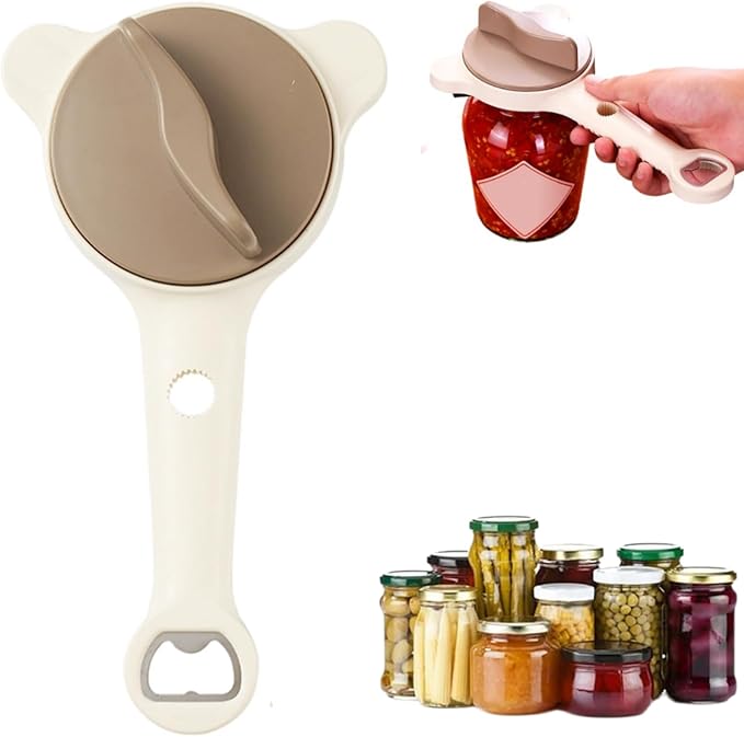4 in 1 Multi-Purpose Jar Opener, Adjustable Stainless Steel Jar Opener, Adjustable Jar and Bottle Opener, Multi Size Lid Tool for Jars Cans Wine Bottles, Home Kitchen Helper (1pcs)
