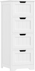 FOTOSOK Bathroom Storage Cabinet, Bathroom Cabinet with 4 Drawers, 11.8 x 11.8 x 32.5 Inches Small Bathroom Storage Cabinet, Freestanding Floor Bathroom Organizers and Storage for Entryway, White