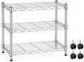 Simple Deluxe 3-Tier Storage Shelves, 750 Lbs Loading Capacity, 24.02" W x 13.78" D x 21.97" H Shelving Unit for Garage, Pantry and Kitchen, Chrome