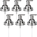 Amolliar Mason Jar Foaming Soap Dispenser Pump Lids (6 Pack), Refillable Foaming Pump Replacement for 16oz Regular Mouth Mason Jar, Waterproof Sticker, Kitchen Bathroom Farmhouse Decor, Brushed Nickel