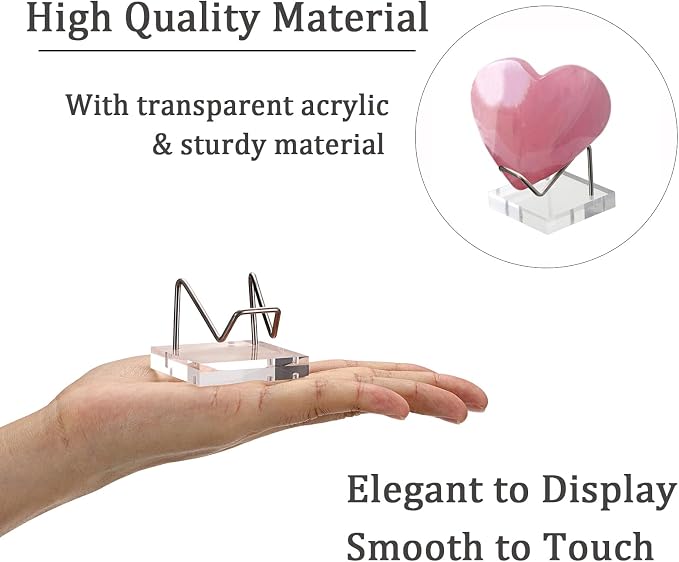 Hipiwe Metal Display Stand with Acrylic Square Base Business Card Holder Clear Acrylic Rock Display Easel for Fossil Coral Mineral Agate