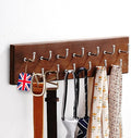 Treehouse Belt Organizer Rack, Holds Over 28 Large Belts, Sturdy Metal & Sturdy Wood Storage Holder for Closet, Versatile, Wall Mounted Belt & Tie Display Hanger for Bedroom - (Walnut) 4.25''Hx16''L
