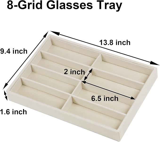 Fordonral Large Velvet Sunglasses Storage Organizers Jewelry Organizer, Velvet Jewelry Organizer, Large Jewelry Drawer Organizer Tray, Eyeglass Organizer Earring Holder Ring Display (Sunglass Tray)