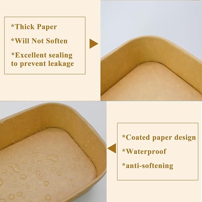 17oz Disposable Food Meal Prep Container with Lids, 50 Sets Paper Acai Bowls Compostable for Soup Noodles Microwave Safe, Leak-Proof Salad Bowl for Lunch Party Home School Take Out