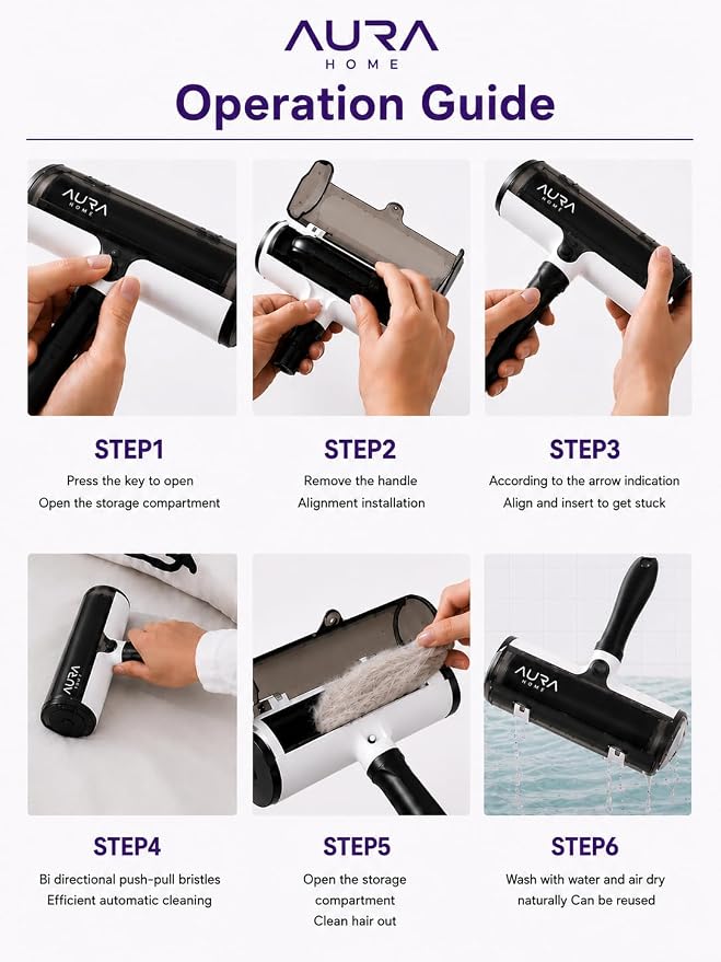 Pet Hair Remover Roller for Dogs & Cats, Self Cleaninng | Reusable Lint Roller | Removes Pet Hair Quickly | Works on Furniture & Fabric | No Refills Needed | Pet Hair Cleaning Tool