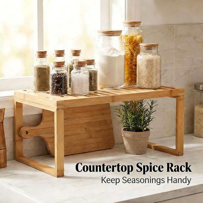 Kitchen Cabinet Organizer Shelf, All-Purpose Spice Rack Organizer for Cabinet, Comprehensive Spice Organization for Cabinet, Multi-Scene Pantry Organizers and Storage, Works in Kitchen & Bathroom