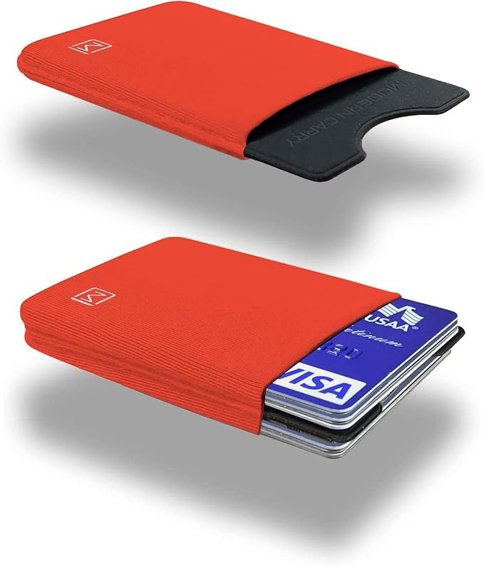 Modern Carry Ultra Thin Wallet for Men & Women, Single Pocket or 2 Slot Options, Slim Stretch Fabric Minimalist Front Pocket Card Holder