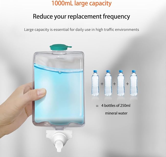 Foaming Hand Soap Dispenser, 35oz (1000ml) Manual Refillable Wall Mount Soap Dispenser, Durable ABS Plastic, for Commercial/Home/Bathroom/Kitchen, Translucent Black, CHUANGDIAN