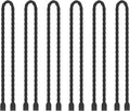 6 PCS 12-Inch Silicone Cable Ties Dia 5mm Reusable Steel-Core Rubber Twist Ties Bendable Cable Ties for Bundling and Holding, All Purpose Cord Tie for Indoor and Outdoor (Black)