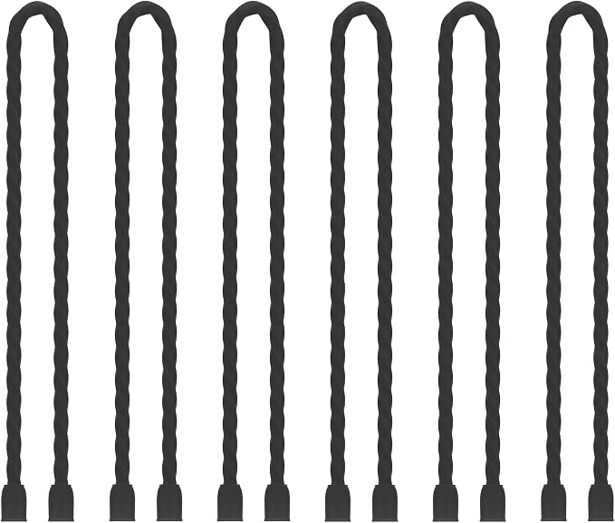 6 PCS 12-Inch Silicone Cable Ties Dia 5mm Reusable Steel-Core Rubber Twist Ties Bendable Cable Ties for Bundling and Holding, All Purpose Cord Tie for Indoor and Outdoor (Black)