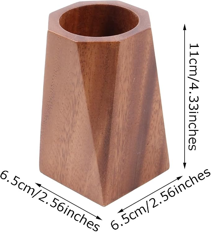 Walnut Wooden Pencil Holder Cup for Desk Natural Wood Pen Holder Stand for Office Home (Octagonal)