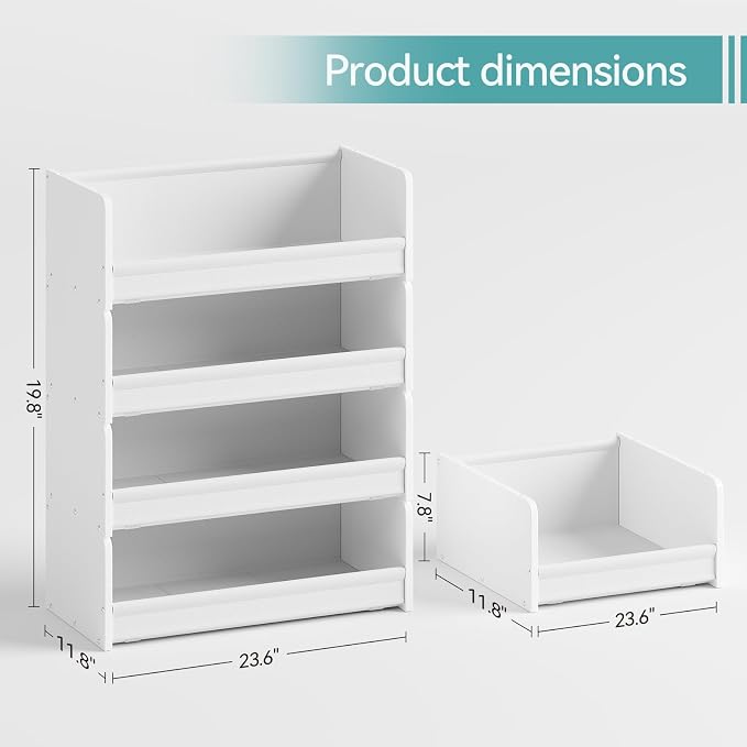 FOUCSSOMEI Closet Organizer and Storage, 4 Tier Stackable Storage Organizer, Wooden & Metal Closet Shelves, Modular Clothes Organizer, Storage Shelf, Bedroom & Closet Organization, Patent Design