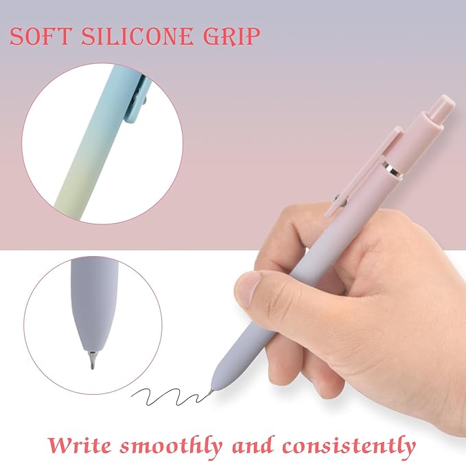 Gel Pens School Office Supplies - 10 Pcs 0.7mm Cute Black Ink Ballpoint, Aesthetic Fine Point Pen, Desk Accessories for Women College Teacher, Pastel Colored Smooth Writing Pen for Journaling Gifts