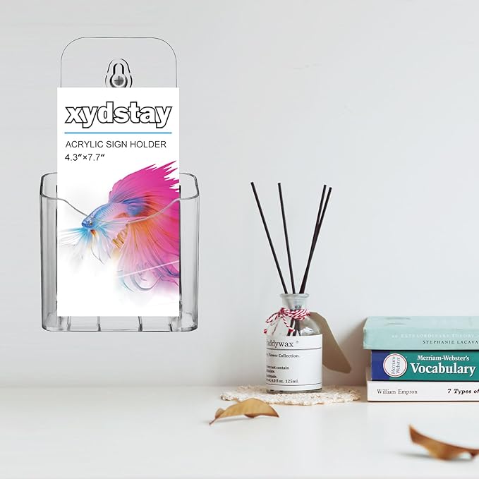 xydstay 12 Pack Acrylic Brochure Holder 4 Inches Slant Back Design, Clear Display Stand, Plastic Table Stand Sign Holder,Pamphlet Holder Flyer Holder, Acrylic Display Stand