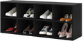 Giantex Shoe Bench 8 Cubes, 40" Entryway Bench with Storage, 8-Cubby Shoe Rack, Shoe Organizer Storage Cabinet for Entryway, Hallway, Mudroom, Living Room, Bedroom, Support up to 500 lbs, Black