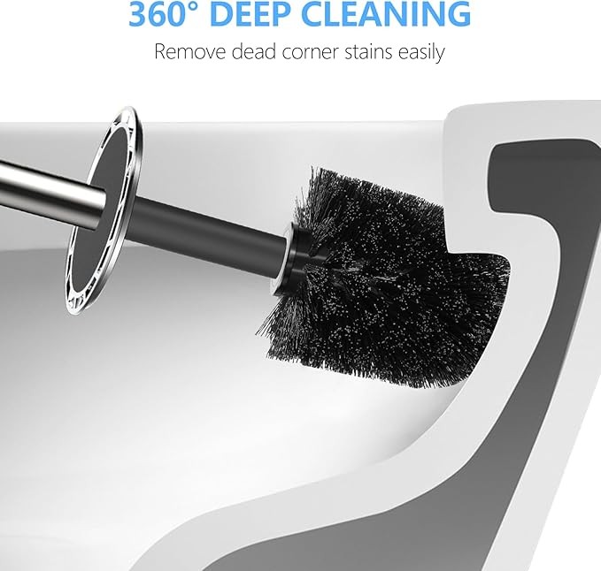SetSail Toilet Brush, Compact Size Toilet Bowl Brush and Holder Toilet Brushes for Bathroom with Stainless Steel Handle Toilet Cleaner Brush with Durable Scrubbing Bristles, 2 Packs