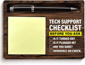 Tech Support Gifts for Women Men, Funny Gifts for IT Tech Guy Lovers Programmer Techies Checklist Before You Ask Sticky Note Holder Computer Office Desk Decor
