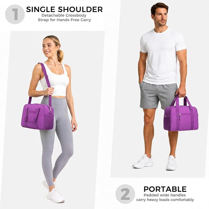 SeaRock 14 inch Small Gym Bag for Men & Women, Mini Duffle Bag for Travel Sports, Lightweight Carry On Duffel Bag, Purple