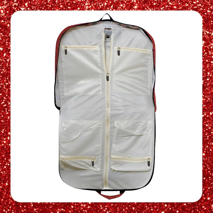 NGIL Glitter Travel Hanging Garment Bag (Glitter-Red) | Garment Bag for Girls, Cheer Travel Bag, Dance Competition Bag, Cheer Dance Competition, Beauty Pageant