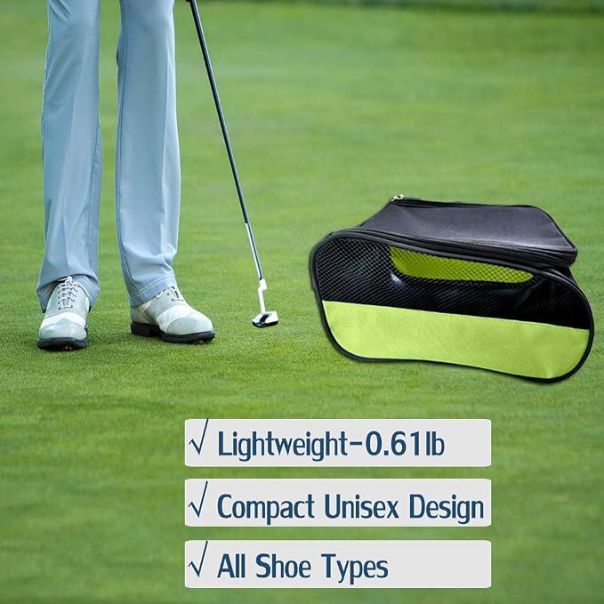 Outdoor Golf Shoes Bags Travel Shoes Bags Zippered Sport Shoes Bag (Green)