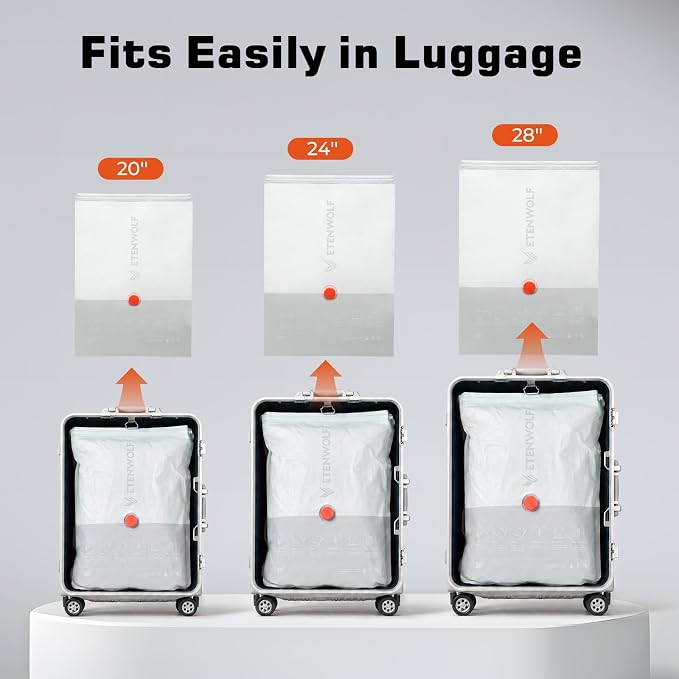 ETENWOLF 10 Pack Reusable Vacuum Storage Bags for Travel with Rechargeable Air Pump,Vacuum Compression Packing Seal for Clothes, Blankets, Seasonal Storage,Carry-On Space Saver Bags in 3 Sizes