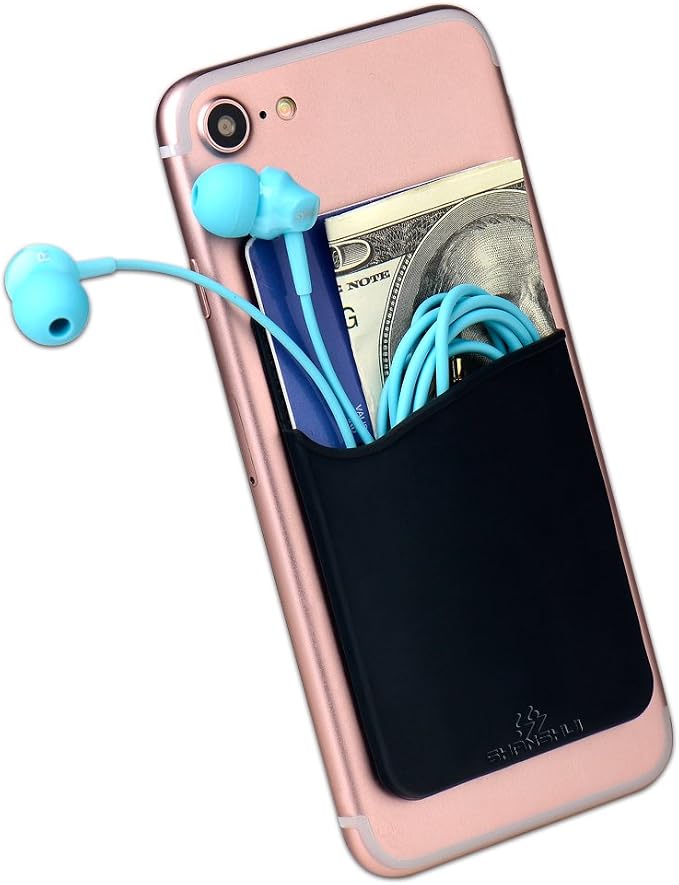 SHANSHUI Phone Card Holder, 10 PCS Cell Phone Wallet, Strong Adhesive Sticker Credit Card Holder Stick on Compatible for iPhone, Android & Most Smartphones