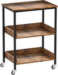 ASTARTH 3-Tier Rolling Kitchen Microwave Cart | Microwave Stand with Wheels, Small Kitchen Storage Island, Living Room Coffee Bar Cart, Rustic Brown