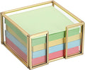 BTSKY Golden Glass Sticky Note Holder for 3x3 Inch Sticky Notes, Elegant Post It Note Dispenser with Non-Slip Pads Clear Notepad Holder for Desk Organization Planning, Home Office Decor