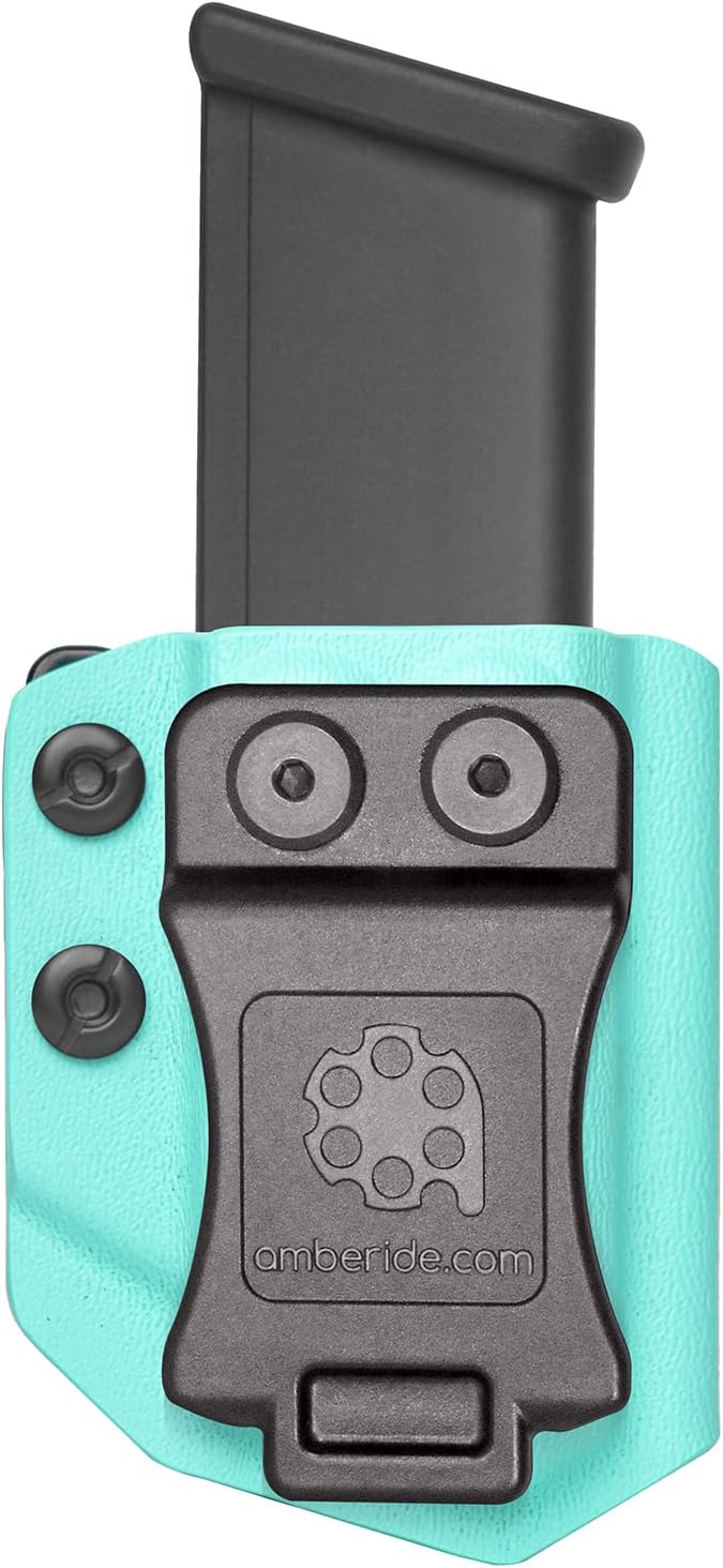 Amberide Universal IWB/OWB Kydex Mag Carrier for 9mm / .40 & .45 ACP Magazines, Single and Double Stack, Adjustable Retention, Ambidextrous, Fits 1.5" Belt, Made in USA