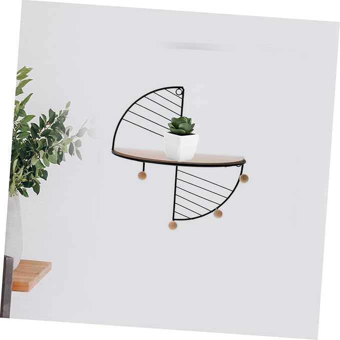 PRETYZOOM Practical Wall-Mounted Storage Rack with Hooks Multi-Functional Organizer Shelf for Living Room Bedroom Kitchen and Bathroom Easy to Install for Item Display