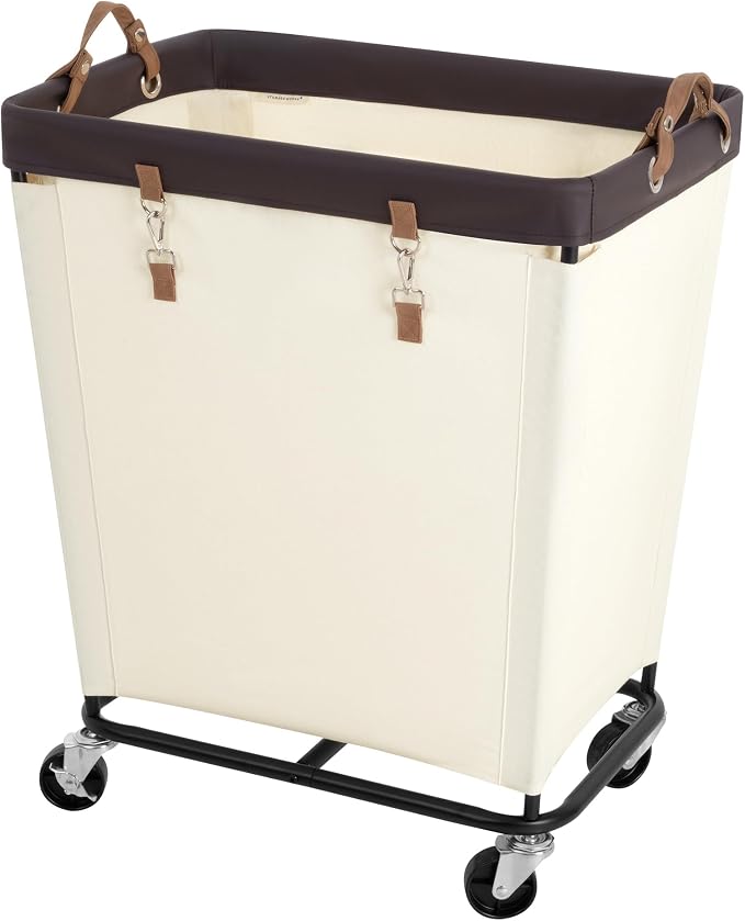 StorageWorks Laundry Basket with Wheels for Clothes, 210L Beige Hamper Cart