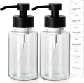 Foaming Hand Soap Dispenser, 14.1 oz/400ml Foaming Soap Dispenser, 2 Pack Glass Foaming Dispenser for Bathroom & Kitchen, Clear Refillable Liquid Dispenser Bottle with Waterproof Labels