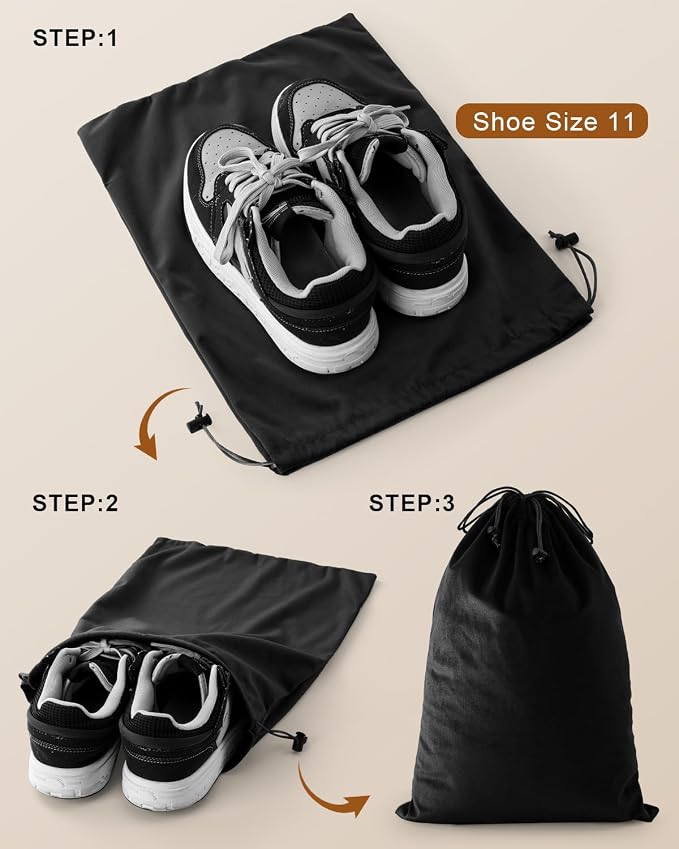 4 Pcs Shoe Bags for Travel, Dust Velvet Bags, Black Beauty, 17.3x12.6 Inch | Washable & Reusable Travel Shoe Bags, Dustproof Shoe Bags with Drawstring Closure, Suitable for Travel, Home Storage