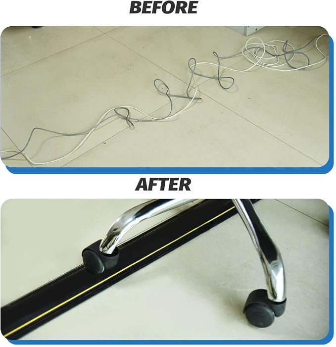 10FT Floor Cord Cover, Heavy Duty PVC Floor Cable Cover,Wire Cover to Protect Wire Prevent Cable Trips for Home Office,Cavity Size 0.94" by0.4