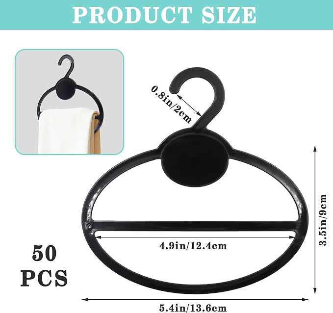 50pcs Scarf Hanger Belt Holder, Scarf Organizer for Closet Space Saving | Plastic Scarf Hangers for Closet Storage Holder, Hanging Scarf Holders for Closet, Belts Hanger forTies Headbands Clothing