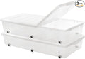 Citylife 2 Packs 57 QT Plastic Under Bed Storage Bins with Double-opening Lids Clear Underbed Storage Containers with Wheels for Organizing Shoes, Blankets, Clothes