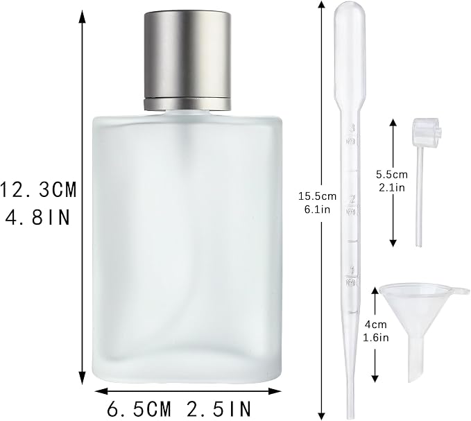 YU FENG 2 Pack 100ml/3.4 Oz Glass Perfume Bottles, Refillable Atomizer | Cylinder Shape, Thick Glass Bottle, Fine Mist Sprayer, Refillable Design, Ideal For Perfume, Cologne And DIY Fragrance