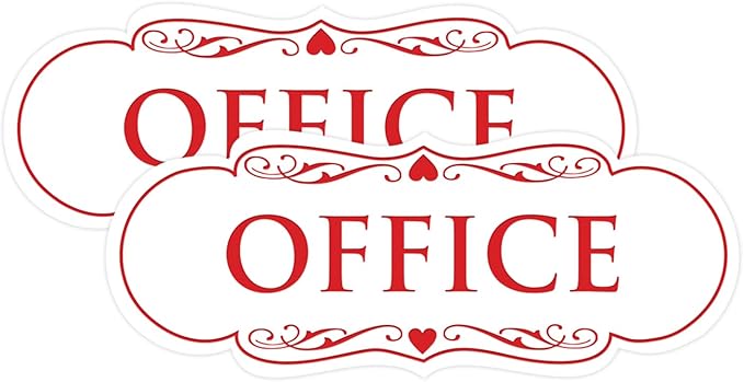 All Quality Designer Office Sign | Easy Installation - White/Red - Small (2 Pack)