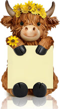 Thenshop Back to School Sunflower Highland Cow Sticky Note Holder Fall Resin Highland Cow Pop up Note Dispenser with 100 Sheets 3 x 3 Inch Sticky Notes Desk Accessory for School Office Gifts