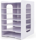 SONGWAY File Organizer for Desk - Desk Organizer for Document, Multifunctional 7 Tier Vertical File Holder, Paper Holder Organizer, Desktop File Organizer for Home Office School Decorations, White