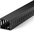 1.4"H x 1.6"W Cable Raceway, 12ft Under Desk Wire Management Channel, Black | Slotted Wire Duct, 4 Pack (3 ft Each), Heavy-Duty PVC Cable Management for Server Racks, Network Cables & Electrical Cabinets